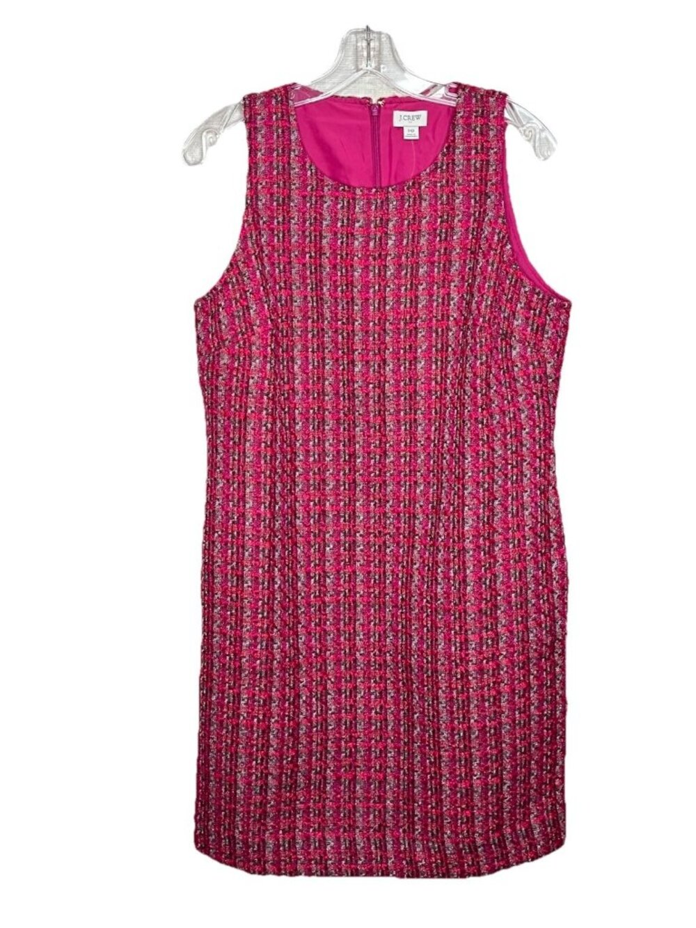 J Crew NWT Sz 10 Pink Tweed Boucle Sheath Dress Sleeveless Career Preppy